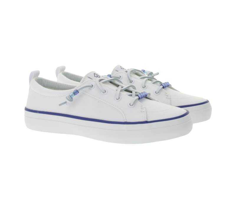SPERRY Crest Vibe Canvas Damen Freizeit-Sneaker nachhaltige Alltags-Schuhe Schlupf-Schuhe STS88472 Weiß/Blau von SPERRY