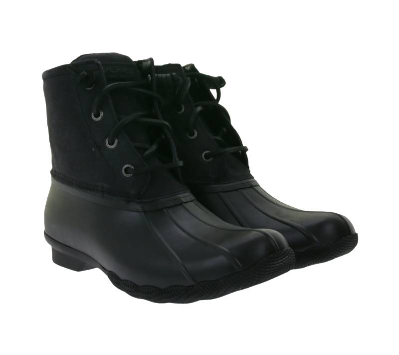 SPERRY Saltwater Damen Boots wasserdichte Stiefelette mit Echtleder und Wave-Siping-Technologie STS88108 Schwarz von SPERRY