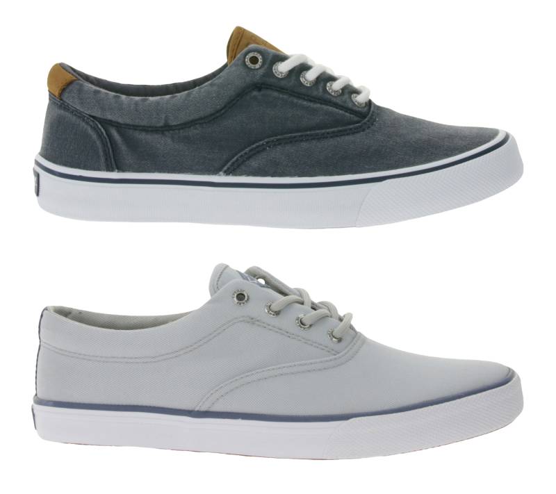 SPERRY Striper II CVO Core SW oder SeaCycled Herren Canvas-Sneaker mit Wave-Siping-Technologie Schnür-Schuhe Navy oder Grau von SPERRY
