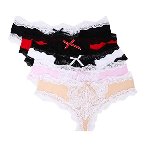 Damen String Tanga Sexy Spitze Unterwäsche Eisseide Tangas Slips Soft Panties Hipster Damen Set (S02 S) von SPFASZEIV