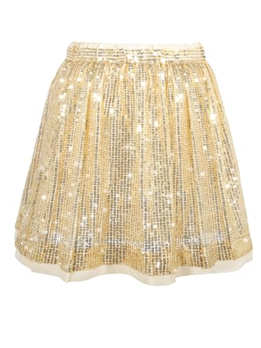 Pailletten Rock Mädchen Glitzer Rock Kinder A-Linie Glitzerrock Disco Outfit für Festlich Party 6–7 Jahres Gold von SPFASZEIV