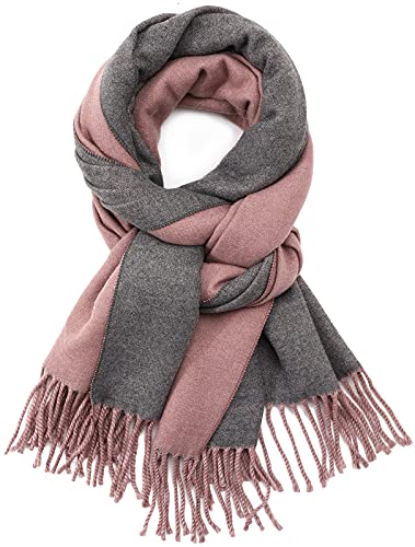 SPFASZEIV Damen Schal Cashmere Gefällt Wraps Deckenschal Spleißen Karo Schal Herbst Winter Top Qualität Warm Schals 2Farbe (Rosiges Braun und Grau) von SPFASZEIV