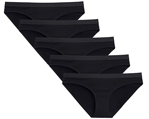 SPFASZEIV Unterhosen Damen Baumwolle,Hipster Unterwäsche Damen,Damen Slips Mehrpack,Unterhosen Damen Schwarz (Schwarz 5per Size 36) von SPFASZEIV