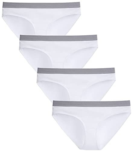 SPFASZEIV Unterhosen Damen Baumwolle,Hipster Unterwäsche Damen,Damen Slips Mehrpack,Unterhosen Damen (Weiß 4per Size 38) von SPFASZEIV