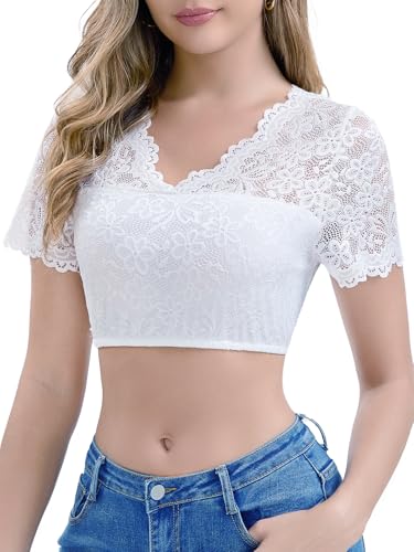 SPFASZEIV Dirndl Bluse Damen V-Ausschnitt Trachtenbluse Kurzarm Gefütterte Vorderseite Oktoberfest Dirndlbluse Spitze Weiß Dirndlblusen Rückenhöhlung XXL SPFASZEIV Dirndl Bluse Damen V-Ausschnitt Trachtenbluse Kurzarm Gefütterte Vorderseite Oktoberfest Dirndlbluse Spitze Weiß Dirndlblusen Rückenhöhlung XXL von SPFASZEIV