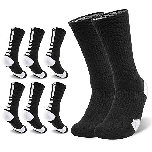 SPFASZEIV Trekkingsocken Herren Damen Baumwolle Wandersocken 6 Paare Sportsocken Basketballsocken Lange Warm Sneakersocken mit Weicher Streifen für Fitness Tennis Trekking Joggen Laufen Alltag von SPFASZEIV