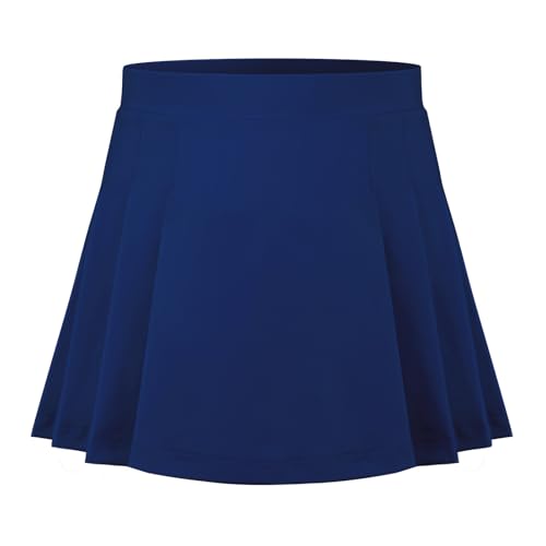Tennisrock Mädchen Faltenrock mit Innenhose Taschen Kinder Sportrock Golf Skort Minirock Schuluniform 8–9 Jahre Dunkelblau von SPFASZEIV