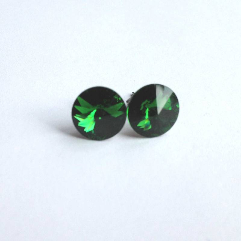 Grüne Swarovski Kristallohrstecker - Rivoli Crystals Stud Geschenk Unter 15 Brautjungfer Schmuck von SPGJewelry