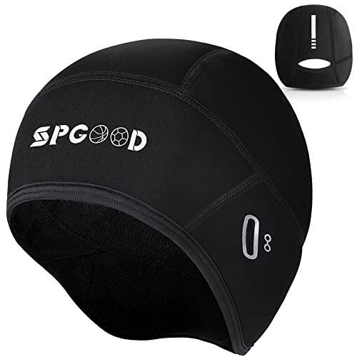 SPGOOD Fahrrad Mütze Radmütze Helm Unterziehmütze Herren/Damen Fahrrad Kappe Sportmütze Laufmütze Bike Warm Cap Winter Winddichte Wintermütze Atmungsaktiv Helmmütze (Schwarz Damen) von SPGOOD