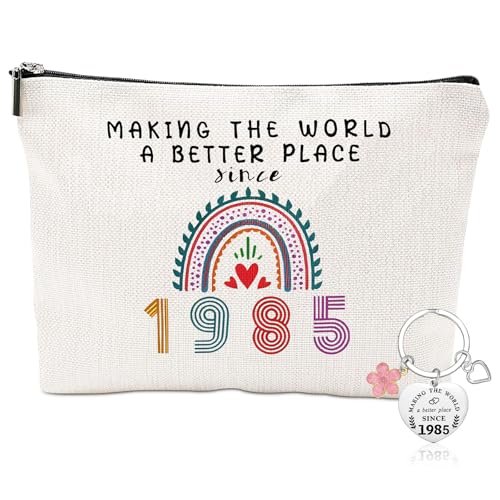 SPHERETRON 40 Geburtstag Frauen Geschenk 40 Geburtstags Frau Make-up-Tasche Geschenk zum 40 Geburtstag Frau für Leinen Kosmetiktaschen Reise Kosmetik Organize Geburtstagsgeschenke von SPHERETRON