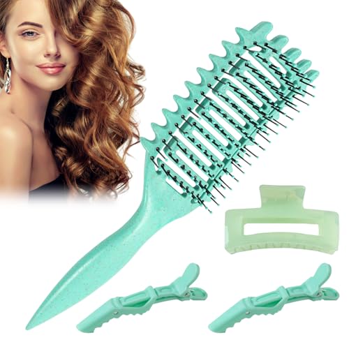 SPHERETRON Curl Brush, Lockenbürste, Curly Hair Brush Haarbürste zum Entwirren für Frauen and Herren, Curling Roll Comb Locken Bürste 2024 NEU Lockenbürste zum Kämmen und Formen Von Frisuren von SPHERETRON