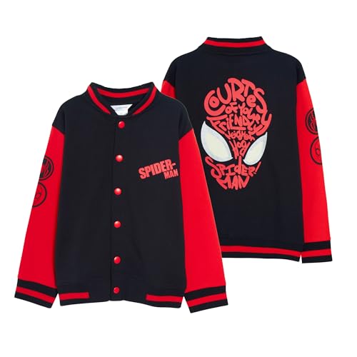 Jungen Spiderman Varsity Jacke mit leuchtenden Augen, Marvel Spidey Jacke, Kinder Bomberjacke, grau, 2-3 Years von SPIDER-MAN