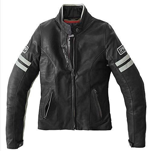Spidi Vintage Damen Motorrad Lederjacke Schwarz/Grau 44 von SPIDI