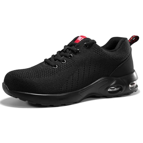 SPIEZ Air Cushion S1 Arbeitsschuhe Unisex - Atmungsaktiv Sicherheitsschuhe Herren Damen, Leichtgewichtige Schuhe mit Robusten Zehenkappen in Sportlichem Schwarz, EU 41 von SPIEZ