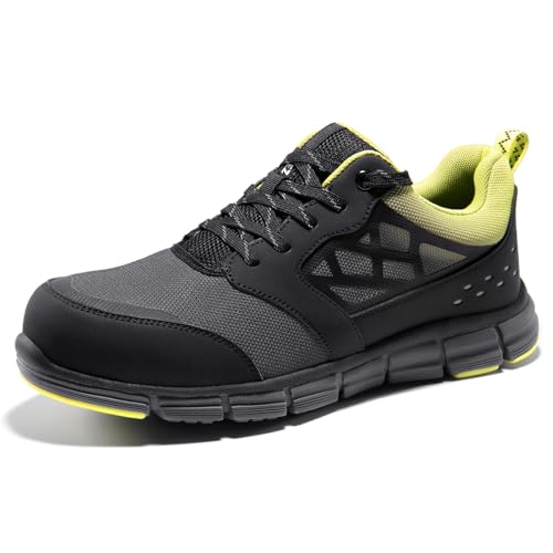 SPIEZ Sicherheitsschuhe Herren Leichte, Atmungsaktive Arbeitsschuhe, Durchtrittsicher, Modische Sneaker Schwarz/Grün EU 44 von SPIEZ