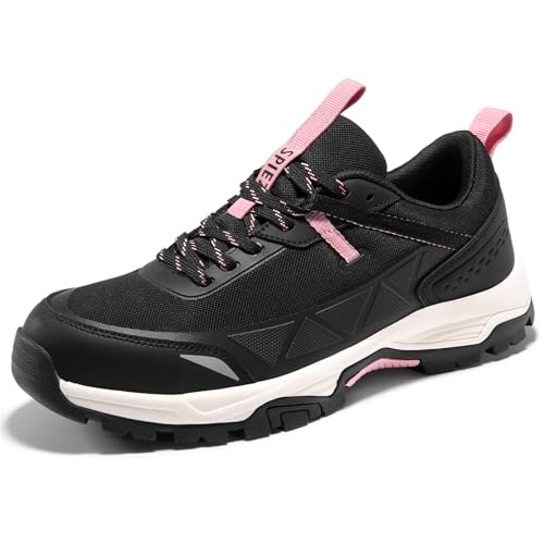 SPIEZ Sicherheitsschuhe für Damen Leichtgewicht - Arbeitsschuhe mit Composite-Zehenschutz Atmungsaktiv, Abriebfest Wanderschuhe für Outdoor, Schwarz Rosa EU41 von SPIEZ