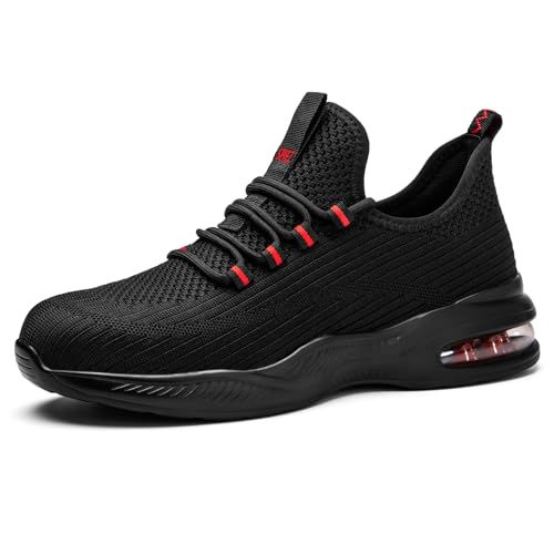SPIEZ Sicherheitsschuhe Herren und Damen, Leichte Arbeitsschuhe Air Cushion Slip On Arbeitstrainer Schwarz/Rot EU 43 SPIEZ Sicherheitsschuhe Herren und Damen, Leichte Arbeitsschuhe Air Cushion Slip On Arbeitstrainer Schwarz/Rot EU 43 von SPIEZ
