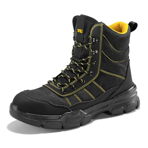 SPIEZ Sicherheitsschuhe Herren SB PL, Leichte Arbeitsstiefel mit Reißverschluss, Durchtrittsichere Sicherheitsstiefel Herren Bequeme Arbeitsschuhe, EU46, Schwarz-Gelb SPIEZ Sicherheitsschuhe Herren SB PL, Leichte Arbeitsstiefel mit Reißverschluss, Durchtrittsichere Sicherheitsstiefel Herren Bequeme Arbeitsschuhe, EU46, Schwarz-Gelb von SPIEZ