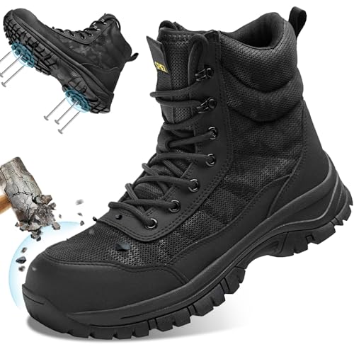 SPIEZ Sicherheitsschuhe Herren mit Stahlkappe, Rutschfeste Arbeitsschuhe mit Durchtrittsicherer Sohle, Seitlichem Reißverschluss & Leichtem Leichtgewicht für Bau & Industrie, Größe 42 von SPIEZ
