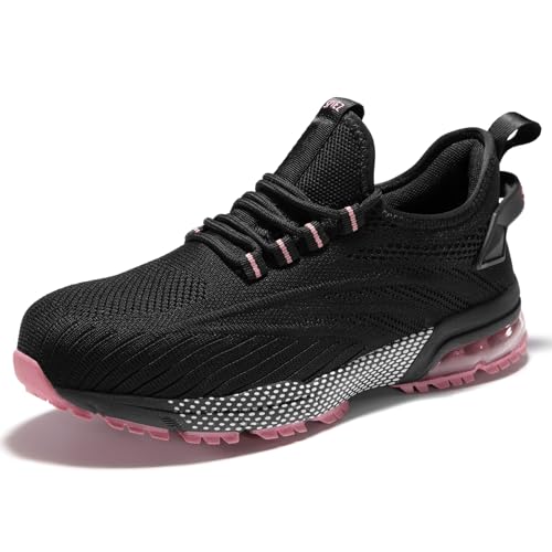 SPIEZ Sicherheitsschuhe Damen Leicht rutschfest Arbeitsschuhe für Damen Sicherheitsschuhe Mit Dämpfung für Arbeit und Alltag Schwarz Rosa EU 40 SPIEZ Sicherheitsschuhe Damen Leicht rutschfest Arbeitsschuhe für Damen Sicherheitsschuhe Mit Dämpfung für Arbeit und Alltag Schwarz Rosa EU 40 von SPIEZ