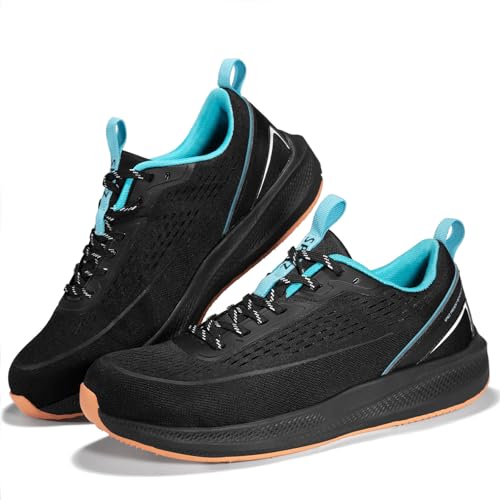 SPIEZ Arbeitsschuhe Herren, Nicht Stahlkappenschuhe Leicht Atmungsaktive Orthopädische Einlegesohlen Sicherheitsschuhe Schwarz EU40-46 von SPIEZ