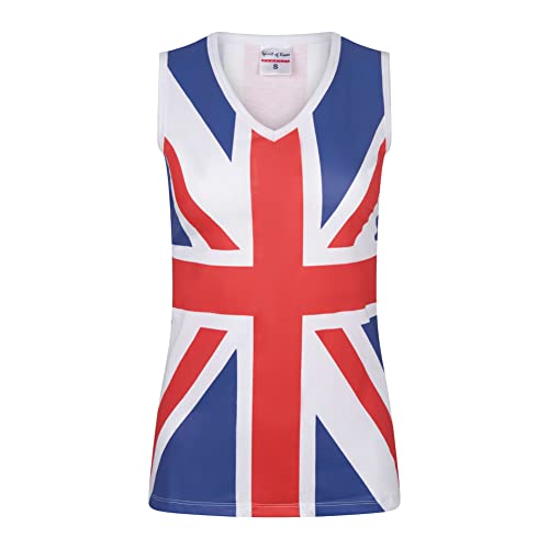 SPIRIT OF ESSEX Union Jack Weste Top Damen 100% Baumwolle V-Ausschnitt Union Jack Kleider für Damen UK, weiß, L SPIRIT OF ESSEX Union Jack Weste Top Damen 100% Baumwolle V-Ausschnitt Union Jack Kleider für Damen UK, weiß, L von SPIRIT OF ESSEX