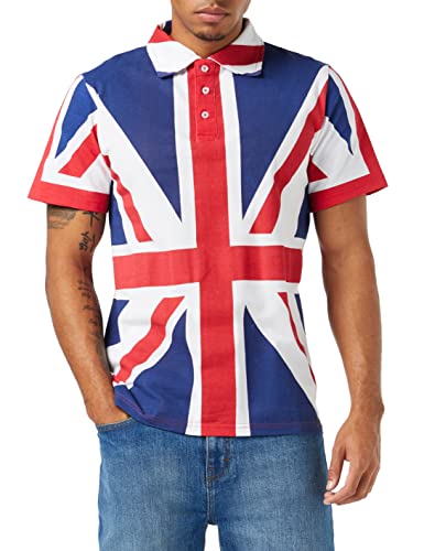 Spirit of Essex Poloshirt mit Union Jack-Flagge, 100 % Baumwolle, handbedruckt Gr. M, Weißer Union-Jack-Aufdruck Spirit of Essex Poloshirt mit Union Jack-Flagge, 100 % Baumwolle, handbedruckt Gr. M, Weißer Union-Jack-Aufdruck von SPIRIT OF ESSEX