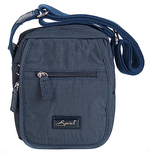 Spirit 3938 Damen-Umhängetasche, leicht, klein, mehrere Abschnitte, Schultertasche, Reise, Urlaub, Nylon, wasserdicht, mit verstellbarem Riemen, marineblau, 19.5cm von SPIRIT