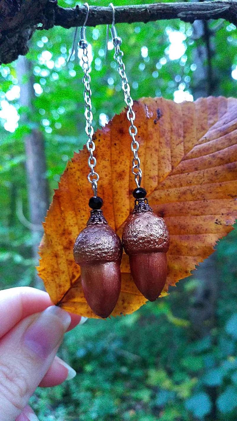 Ohrringe Goldene Eicheln-Eco Sytle-Vegan-Organic-Herbstschmuck -Schmuckdesign - Geschenk Der Natur von SPIRITOFGAIAJEWELRY