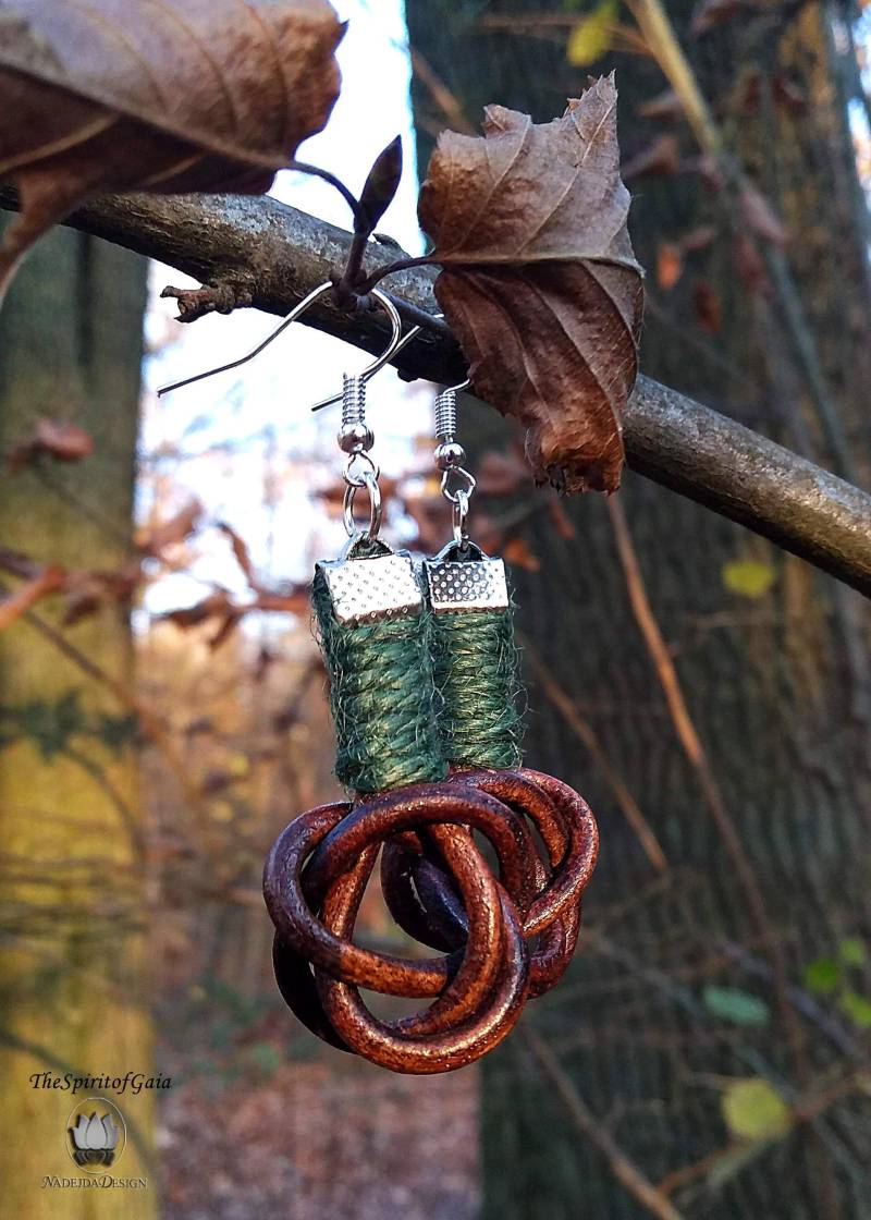 Ohrringe Knot - Leder-Jute-Organic -Eco Sytle-Plant Fiber-Handmade-Unique von SPIRITOFGAIAJEWELRY