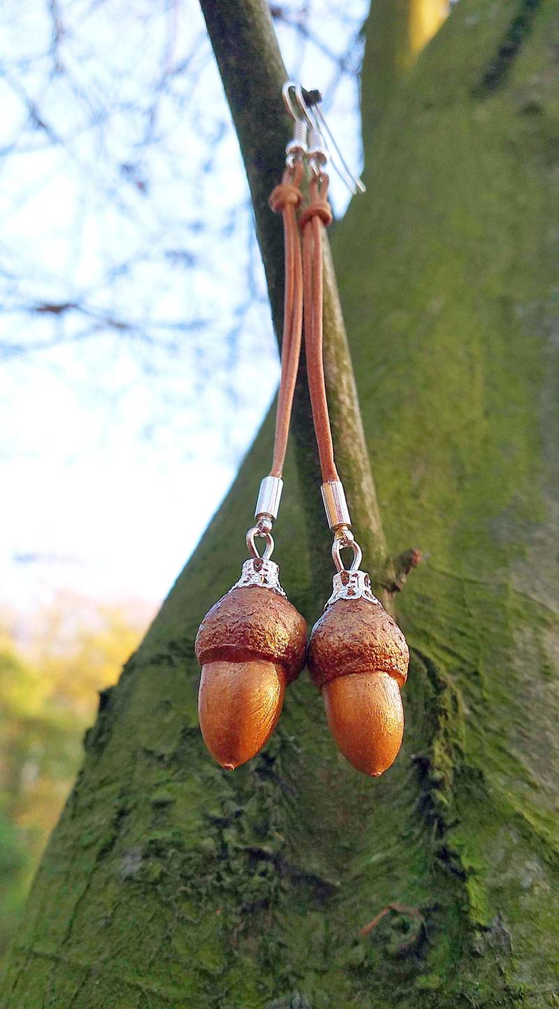 Ohrringe Wilde Eicheln-Eco Sytle-Organic-Herbstschmuck -Schmuckdesign - Geschenk Der Natur von SPIRITOFGAIAJEWELRY