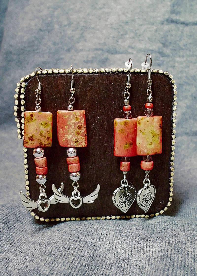 Upcycling Valentins Day Earrings - "Heart With Tree Of Life " "Wings Heart" -Love & Hearts-Upcycled von SPIRITOFGAIAJEWELRY