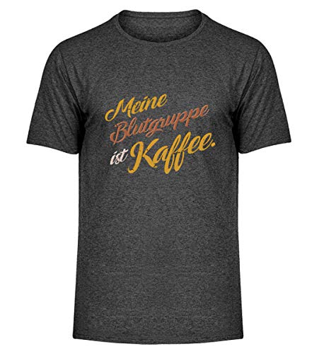 Blutgruppe Kaffee für Kaffeeliebhabersüchtige - Herren Melange Shirt -XL-Dunkelgrau Meliert von SPIRITSHIRTSHOP