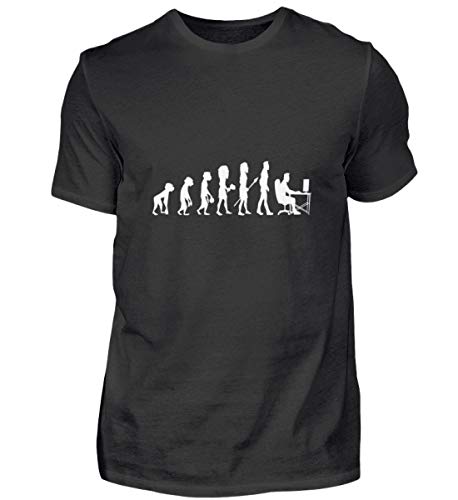 SPIRITSHIRTSHOP Evolution der Männer Computerspieler, Computer, Offizier Arbeiter - Herren Premiumshirt -L-Schwarz von SPIRITSHIRTSHOP