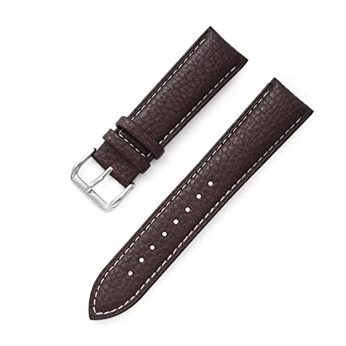 CAREG Echtes Leder Uhren -Wachband -Kalbsleder -Männer Frauen ersetzen Uhren Band 14mm 16mm 18 mm 20 mm 22 mm mit Stahlschnalle Uhrengurt Durable (Color : Brown-white line, Size : 16mm) von SPJKSO