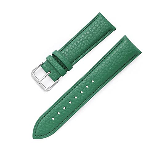 CAREG Echtes Leder Uhren -Wachband -Kalbsleder -Männer Frauen ersetzen Uhren Band 14mm 16mm 18 mm 20 mm 22 mm mit Stahlschnalle Uhrengurt Durable (Color : Green, Size : 12mm) von SPJKSO