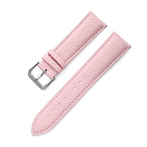 CAREG Echtes Leder Uhren -Wachband -Kalbsleder -Männer Frauen ersetzen Uhren Band 14mm 16mm 18 mm 20 mm 22 mm mit Stahlschnalle Uhrengurt Durable (Color : Pink, Size : 14mm) von SPJKSO