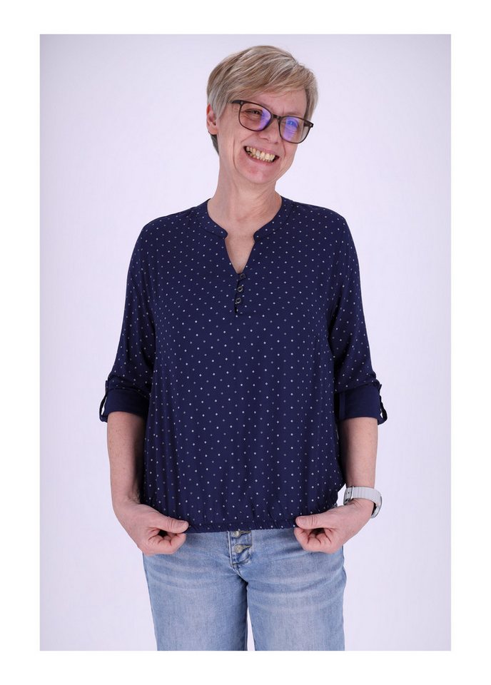SPLASH OF COLOR Klassische Bluse Schlupfbluse mit Gummibund und Minimalprint Karo von SPLASH OF COLOR