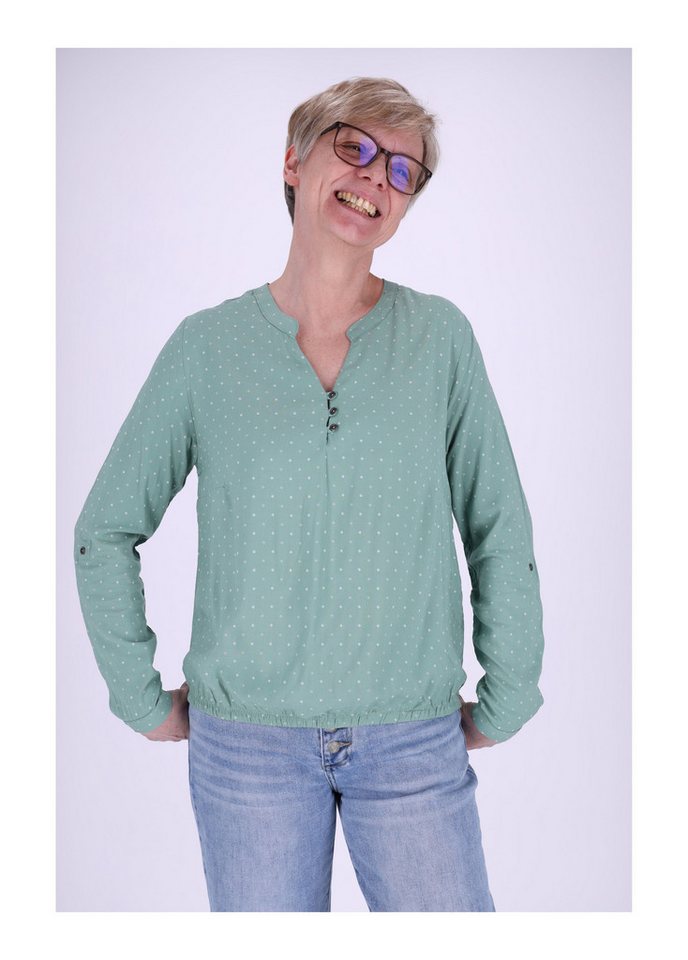 SPLASH OF COLOR Klassische Bluse Schlupfbluse mit Gummibund und Minimalprint Karo von SPLASH OF COLOR