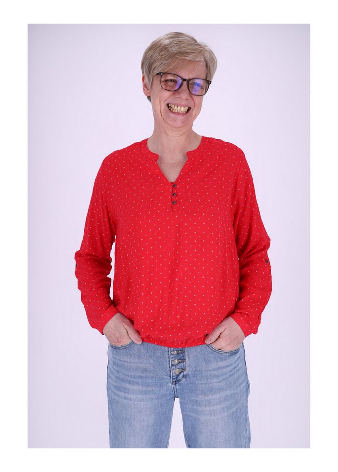 SPLASH OF COLOR Klassische Bluse Schlupfbluse mit Gummibund und Minimalprint Karo von SPLASH OF COLOR