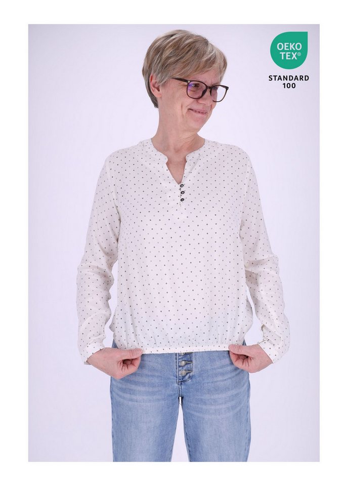 SPLASH OF COLOR Klassische Bluse Schlupfbluse mit Gummibund und Minimalprint Karo von SPLASH OF COLOR