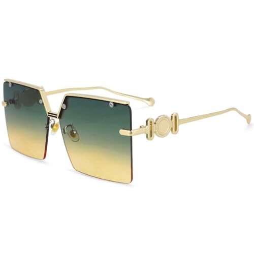 SPOAVGYZ-AUXILAB Rimless Square Sunglasses with Single Lens and Rivets for Women Retro Classic UV400 Vintage Glasses SPOAVGYZ-AUXILAB Rimless Square Sunglasses with Single Lens and Rivets for Women Retro Classic UV400 Vintage Glasses von SPOAVGYZ