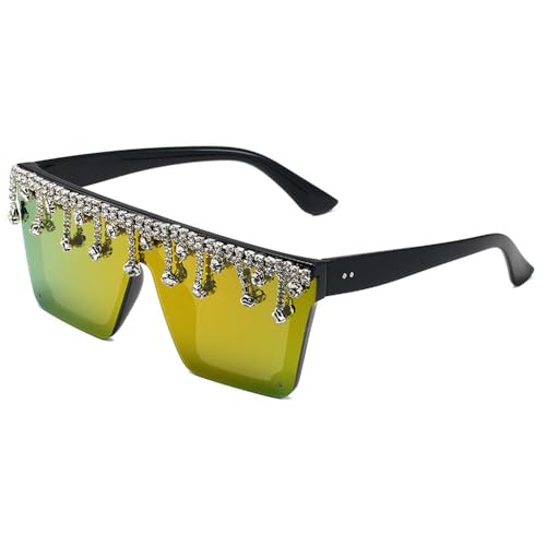 SPOAVGYZ Diamond Studded Women Square Frame Integrated Chain Sunglasses Large Frame Glasses SPOAVGYZ Diamond Studded Women Square Frame Integrated Chain Sunglasses Large Frame Glasses von SPOAVGYZ