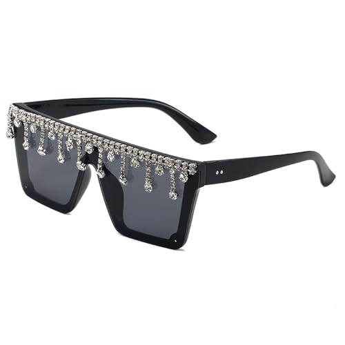 SPOAVGYZ Diamond Studded Women Square Frame Integrated Chain Sunglasses Large Frame Glasses SPOAVGYZ Diamond Studded Women Square Frame Integrated Chain Sunglasses Large Frame Glasses von SPOAVGYZ