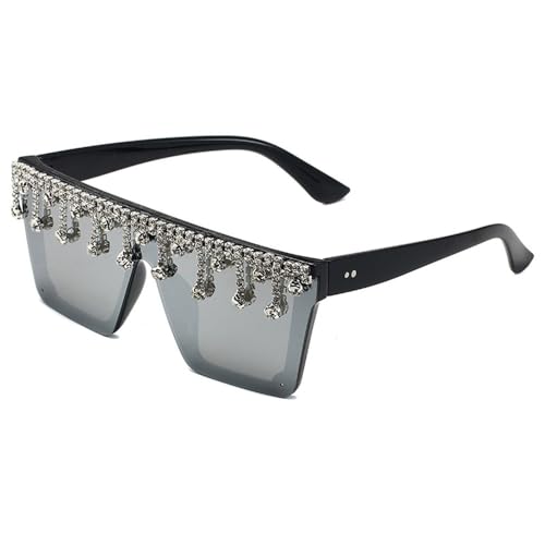 SPOAVGYZ Diamond Studded Women Square Frame Integrated Chain Sunglasses Large Frame Glasses SPOAVGYZ Diamond Studded Women Square Frame Integrated Chain Sunglasses Large Frame Glasses von SPOAVGYZ