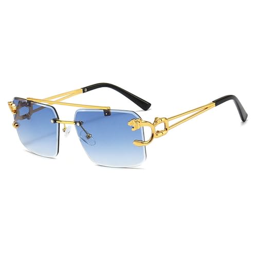SPOAVGYZ Fashion Rimless Sunglasses Leopard Print Metal Double Bridge Color Gradient UV400,Blue Gradient SPOAVGYZ Fashion Rimless Sunglasses Leopard Print Metal Double Bridge Color Gradient UV400,Blue Gradient von SPOAVGYZ