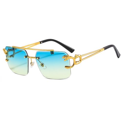SPOAVGYZ Fashion Rimless Sunglasses Leopard Print Metal Double Bridge Color Gradient UV400 SPOAVGYZ Fashion Rimless Sunglasses Leopard Print Metal Double Bridge Color Gradient UV400 von SPOAVGYZ