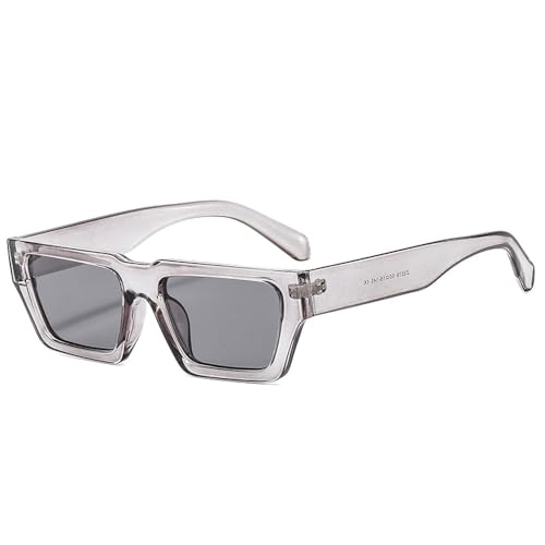 SPOAVGYZ Fashion Small Rectangle Jelly Grey Sunglasses for Women UV400 Retro Leopard Print Men Sunglasses,Grau von SPOAVGYZ