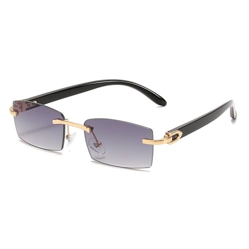 SPOAVGYZ Fashion Small Rectangle Sunglasses for Women Vintage Rimless Clear Ocean Gradient Sunglasses for Men UV400,Black-grey-gradient SPOAVGYZ Fashion Small Rectangle Sunglasses for Women Vintage Rimless Clear Ocean Gradient Sunglasses for Men UV400,Black-grey-gradient von SPOAVGYZ