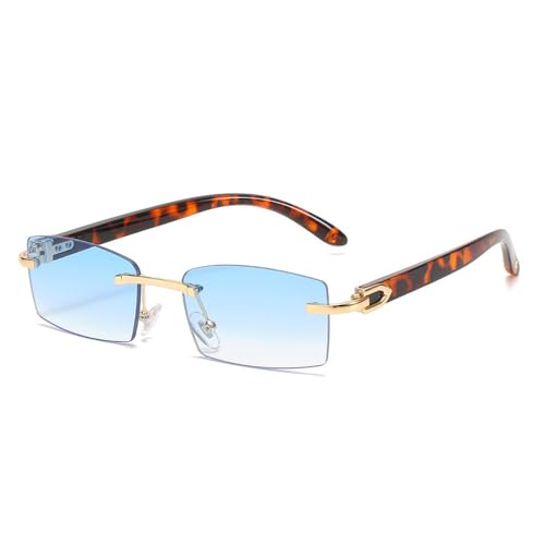 SPOAVGYZ Fashion Small Rectangle Sunglasses for Women Vintage Rimless Clear Ocean Gradient Sunglasses for Men UV400,Leopard Blau SPOAVGYZ Fashion Small Rectangle Sunglasses for Women Vintage Rimless Clear Ocean Gradient Sunglasses for Men UV400,Leopard Blau von SPOAVGYZ